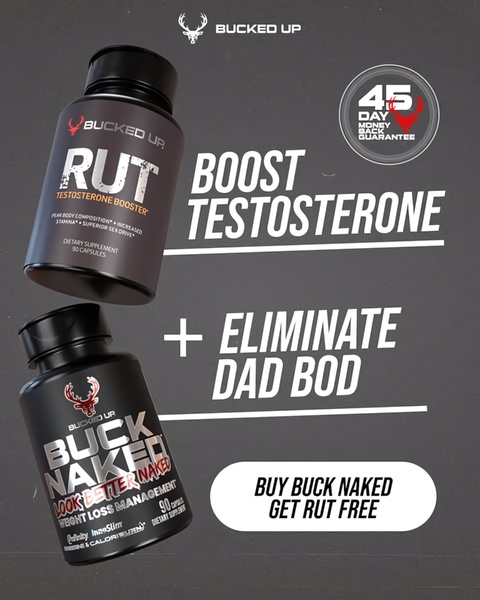 A split-screen product showcase highlighting a buy-one-get-one-free offer to boost performance and body composition.